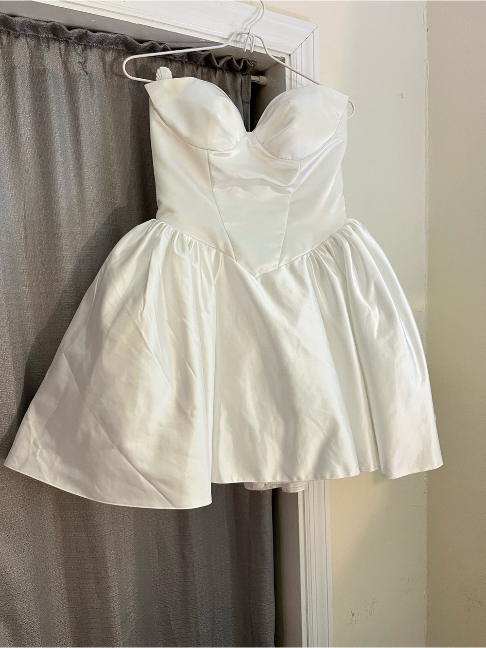 Strapless White Satin Party Dress XS